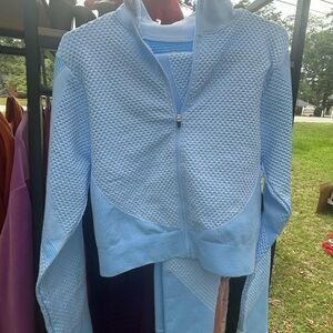 Sky Blue Textured Women's Track Jacket